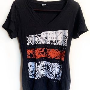 Twenty One Pilots Ladies Deep V-Neck Black Tee